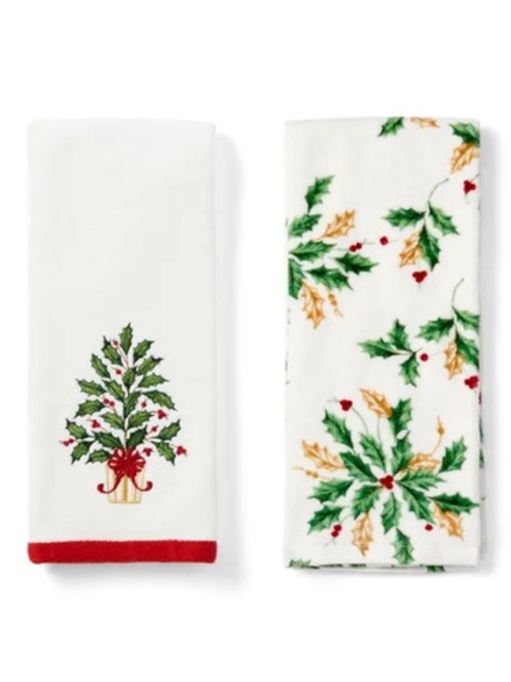 Lenox Holiday Tree Kitchen Towels Set of 2 White 18 W X 28 L